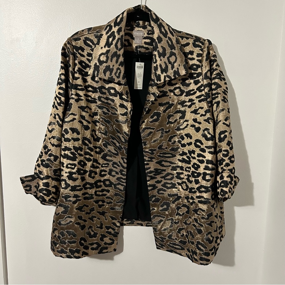 NWT Chico's Leopard Print Jacket size 3